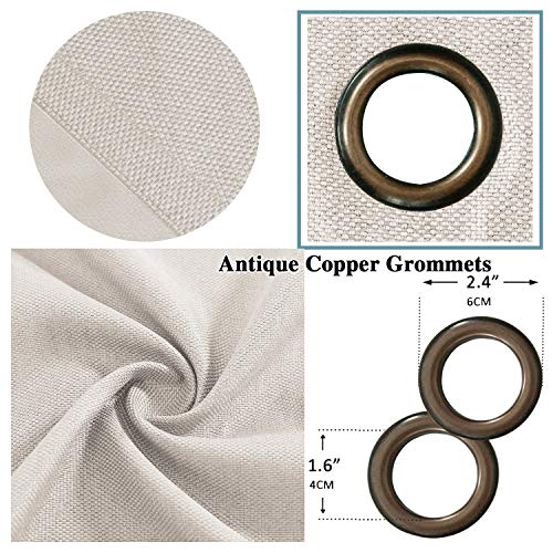 Linen Blackout Curtains Thermal Insulated Primitive Textured Grommet Curtains