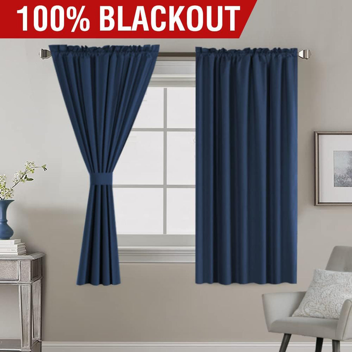 Full Light Blocking Thermal Insulated Curtain Draperies with Soft White Coating