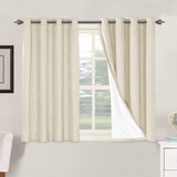Linen Blackout Thermal Insulated  White Liner Grommet Top Curtains