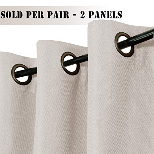 Linen Blackout Curtains Thermal Insulated Primitive Textured Grommet Curtains