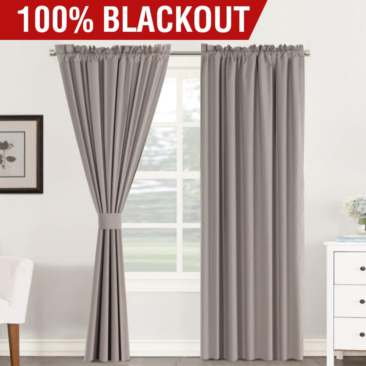 Full Light Blocking Thermal Insulated Curtain Draperies with Soft White Coating