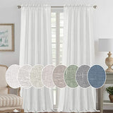 Natural Linen Blended Curtains Light Filtering Rod Pocket Sheer Curtains