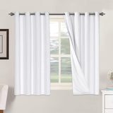 Linen Blackout Thermal Insulated  White Liner Grommet Top Curtains