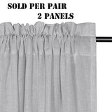 Natural Linen Blended Curtains Light Filtering Rod Pocket Sheer Curtains