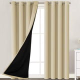 H.VERSAILTEX 100% Blackout Lined Curtains, 2 Thick Layers Completely Blackout Window Treatment Thermal Insulated Drapes for Kitchen/Bedroom (1 Pair, 52" Width x 63" Length Each Panel, Navy)