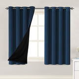 H.VERSAILTEX 100% Blackout Lined Curtains, 2 Thick Layers Completely Blackout Window Treatment Thermal Insulated Drapes for Kitchen/Bedroom (1 Pair, 52" Width x 63" Length Each Panel, Navy)