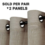 Natural Linen Blended Privacy Sheer Nickel Grommets Curtains