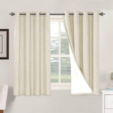 Linen Blackout Thermal Insulated  White Liner Grommet Top Curtains