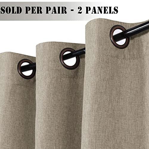 Linen Blackout Thermal Insulated  Primitive Textured Grommet Curtain