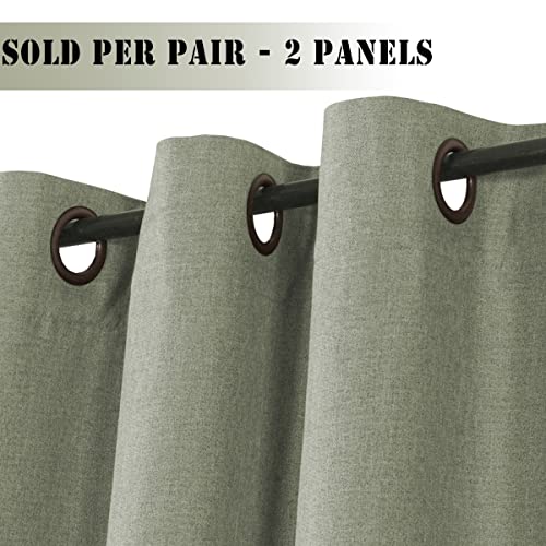 Linen Blackout Curtains Thermal Insulated Primitive Textured Grommet Curtains