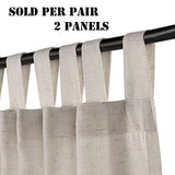 Linen Curtains Natural Linen Blended Tab Top Light Filtering Sheer Curtains