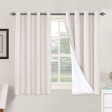 Linen Blackout Thermal Insulated  White Liner Grommet Top Curtains