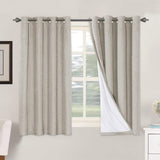Linen Blackout Thermal Insulated  White Liner Grommet Top Curtains