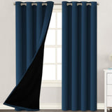 H.VERSAILTEX 100% Blackout Lined Curtains, 2 Thick Layers Completely Blackout Window Treatment Thermal Insulated Drapes for Kitchen/Bedroom (1 Pair, 52" Width x 63" Length Each Panel, Navy)