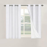 Linen Blackout Thermal Insulated  White Liner Grommet Top Curtains