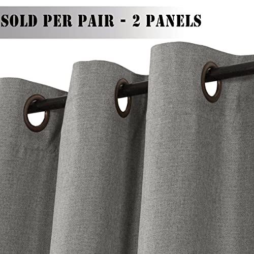 Linen Blackout Curtains Thermal Insulated Primitive Textured Grommet Curtains