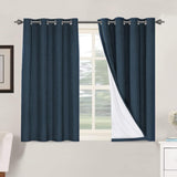 Linen Blackout Thermal Insulated  White Liner Grommet Top Curtains