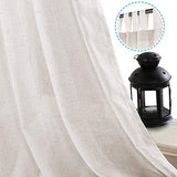 Linen Curtains Natural Linen Blended Tab Top Light Filtering Sheer Curtains