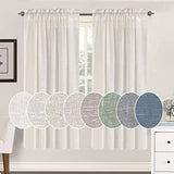 Natural Linen Blended Curtains Light Filtering Rod Pocket Sheer Curtains