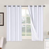 Linen Blackout Thermal Insulated  White Liner Grommet Top Curtains