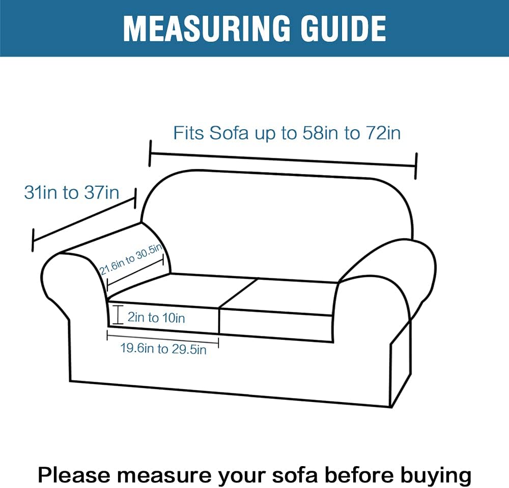 H.VERSAILTEX Super Stretch 3 Pieces Sofa Covers for 2 Cushion Couch Covers Sofa Slipcovers Feature Soft Thick Bouncy Modern Style with Individual Cushion Covers Pet Friendly - Loveseat, Aqua
