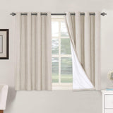 Linen Blackout Thermal Insulated  White Liner Grommet Top Curtains