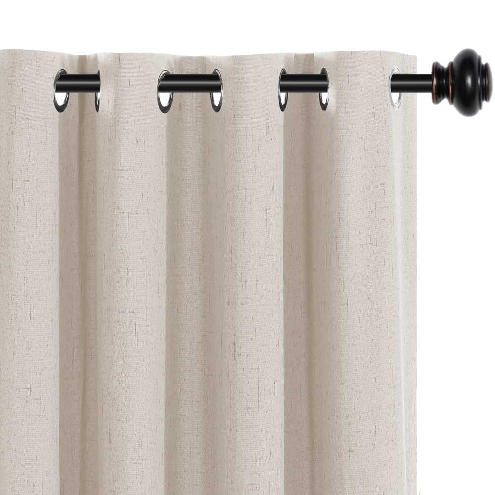 H.VERSAILTEX Natural Linen Blackout Curtains Set of 2 Panels, 100% Completely Blackout Curtains for Sliding Glass Door/Patio (52" x 96", Natural)