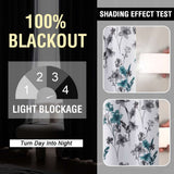 H.VERSAILTEX 100% Blackout Curtains Cattleya Floral Printed Drapes Leah Floral Thermal Bedroom Curtains for Living room with Black Liner 2 Panels,52" x 96",Grey/Teal