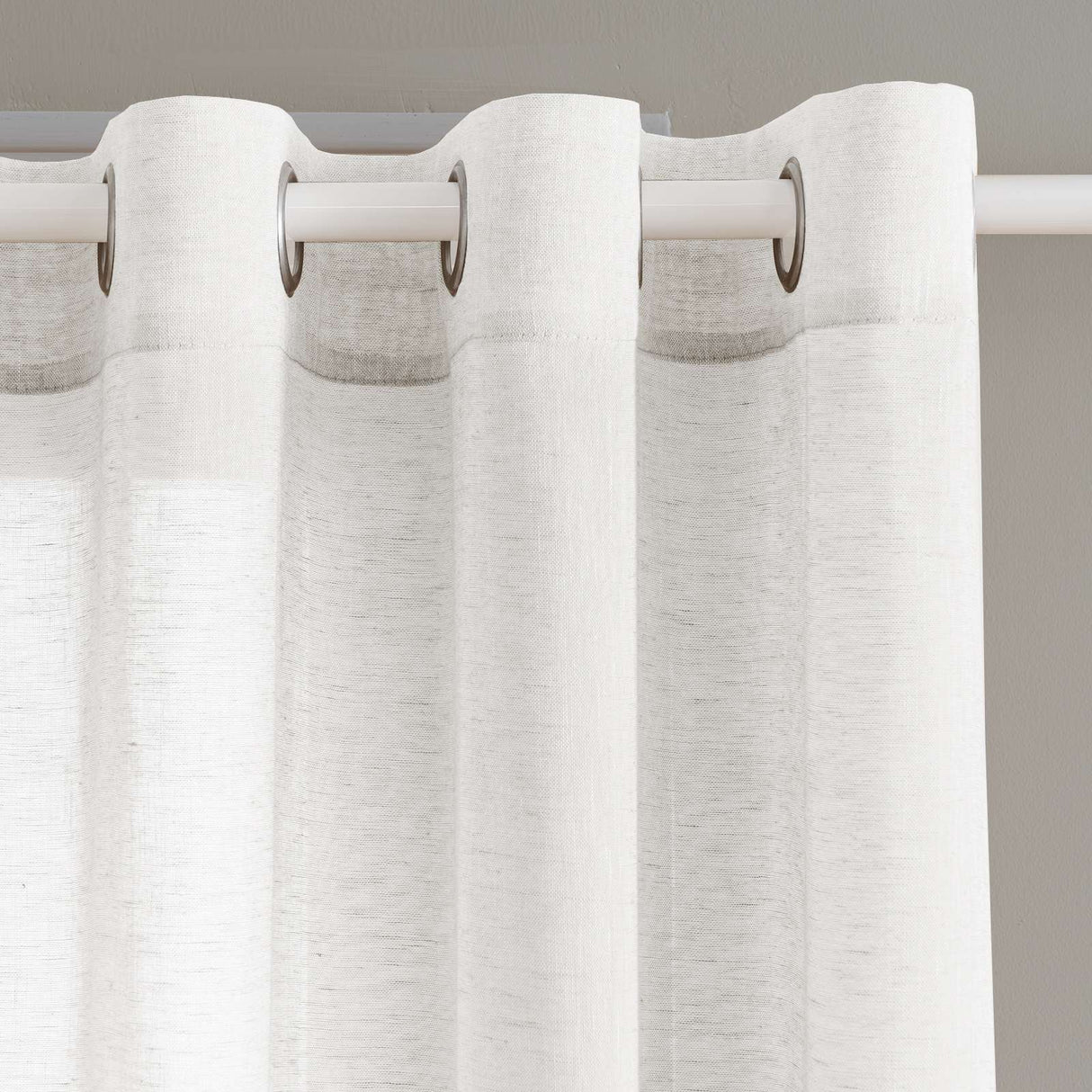 H.VERSAILTEX Farmhouse Natural Linen Sheer Curtains Flax Linen Blended Semi-Sheer Soft Grommet Drapes Set of 2 Panels for Bedroom , 52"x 96" ,Natural