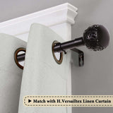 H.VERSAILTEX Single Retractable Curtain Rod, 0.75 Inc Diameter, Bronze, Ball Finial, Adjustable 48-84 Inches