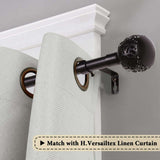 H.VERSAILTEX Single Retractable Curtain Rod for Windows 66"-120"，3/4 Inch Diameter Carved Hollow Ball Tail,Bronze