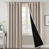 H.VERSAILTEX 100% Blackout Curtains for Bedroom with Black Liner Full Room Darkening Back Tab Rod Pocket 2 Panels