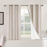 Linen Blackout Thermal Insulated  White Liner Grommet Top Curtains