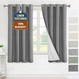 H.VERSAILTEX Linen 100% Blackout Drapes Full Coverage Heat Blocking Curtains for Bedroom