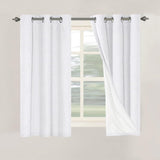 Linen Blackout Thermal Insulated  White Liner Grommet Top Curtains