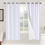 Linen Blackout Thermal Insulated  White Liner Grommet Top Curtains