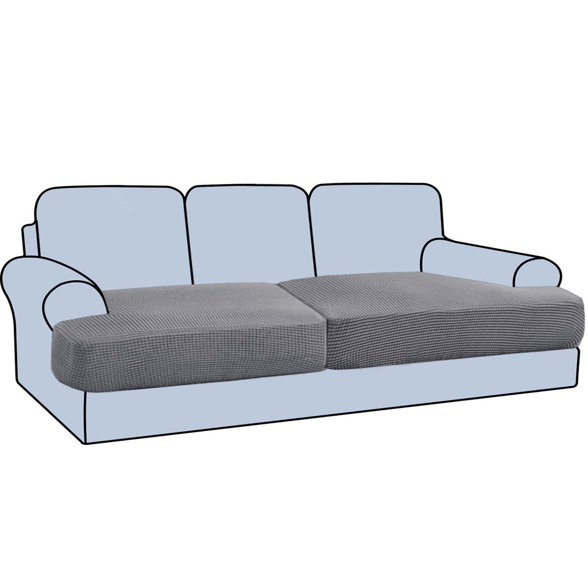 H.VERSAILTEX Stretch 2 Piece T Cushion Sofa Slipcovers Individually Sofa Cushion Covers for 2 Cushion Couch Sofa Seat Cushion Covers with Elastic Bands Featuring Thicker Jacquard Fabric, Dusty Blue