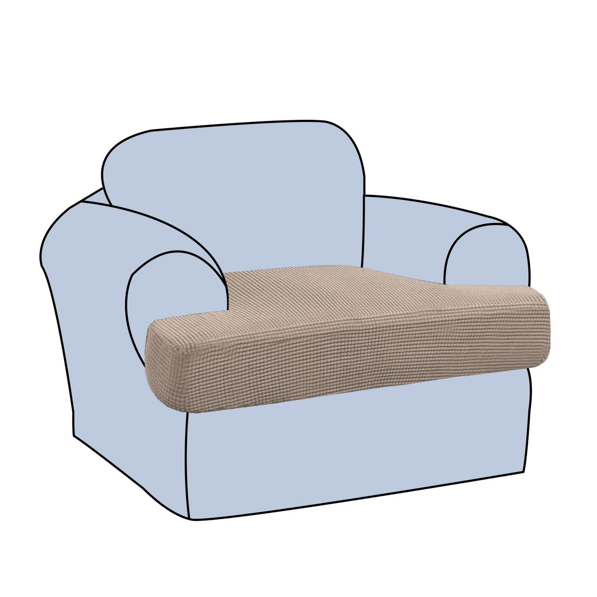 H.VERSAILTEX Stretch 2 Piece T Cushion Sofa Slipcovers Individually Sofa Cushion Covers for 2 Cushion Couch Sofa Seat Cushion Covers with Elastic Bands Featuring Thicker Jacquard Fabric, Dusty Blue
