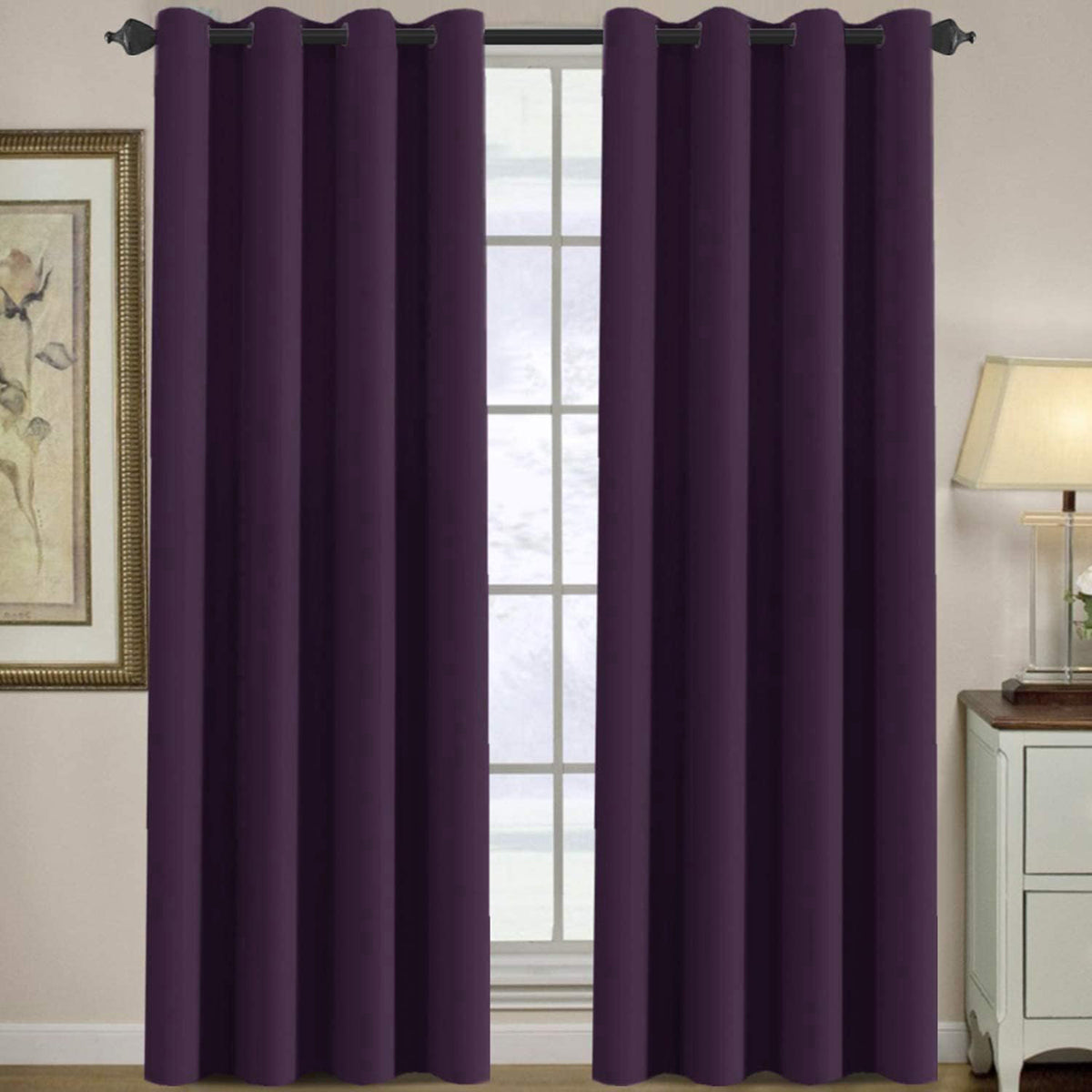 Blackout Thermal Insulated Winow Treatment Extra Long Grommet Top Curtains