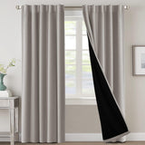 H.VERSAILTEX 100% Blackout Curtains for Bedroom with Black Liner Full Room Darkening Back Tab Rod Pocket 2 Panels