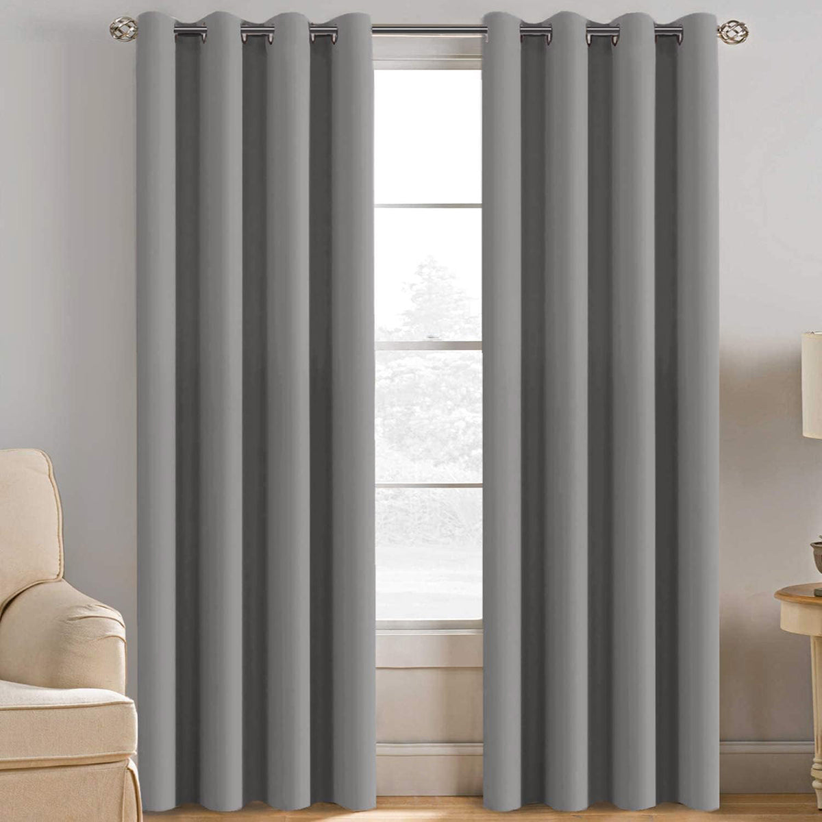 Blackout Thermal Insulated Winow Treatment Extra Long Grommet Top Curtains