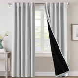 H.VERSAILTEX 100% Blackout Curtains for Bedroom with Black Liner Full Room Darkening Back Tab Rod Pocket 2 Panels
