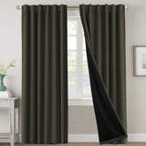 H.VERSAILTEX 100% Blackout Curtains for Bedroom with Black Liner Full Room Darkening Back Tab Rod Pocket 2 Panels