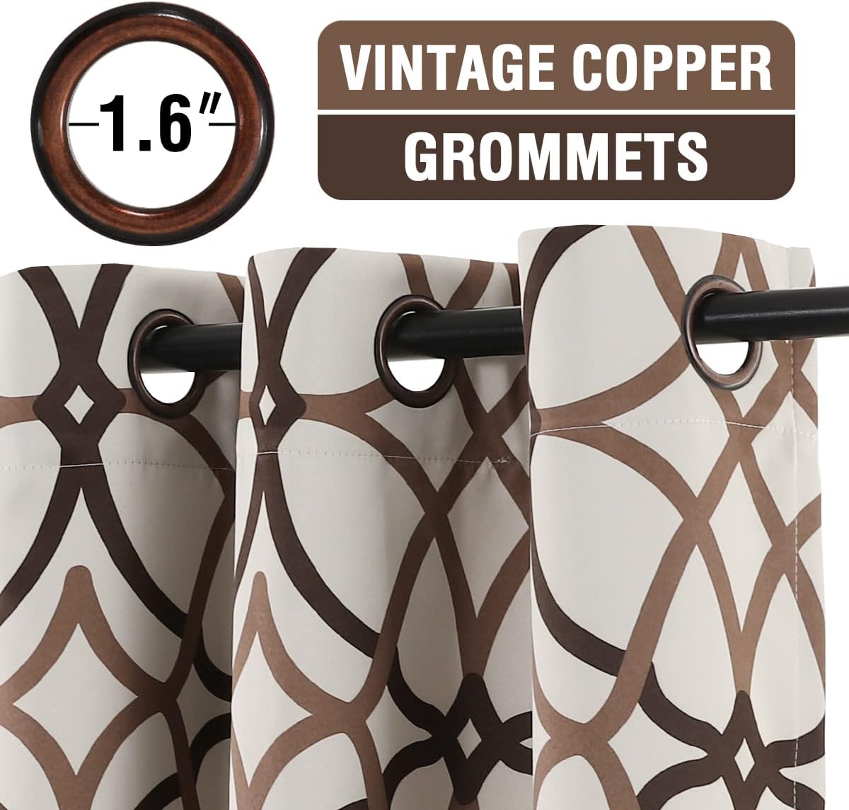 H.VERSAILTEX Blackout Curtains for Bedroom Printed Design 96 Inch Thermal Insulated 2 Panels