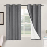Linen Blackout Thermal Insulated  White Liner Grommet Top Curtains