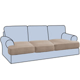 H.VERSAILTEX Stretch 2 Piece T Cushion Sofa Slipcovers Individually Sofa Cushion Covers for 2 Cushion Couch Sofa Seat Cushion Covers with Elastic Bands Featuring Thicker Jacquard Fabric, Dusty Blue