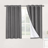 Linen Blackout Thermal Insulated  White Liner Grommet Top Curtains