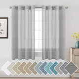 Natural Linen Semi Sheer Curtains Grommet Soft Privacy Drapes