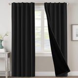 H.VERSAILTEX 100% Blackout Curtains for Bedroom with Black Liner Full Room Darkening Back Tab Rod Pocket 2 Panels