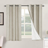 Linen Blackout Thermal Insulated  White Liner Grommet Top Curtains
